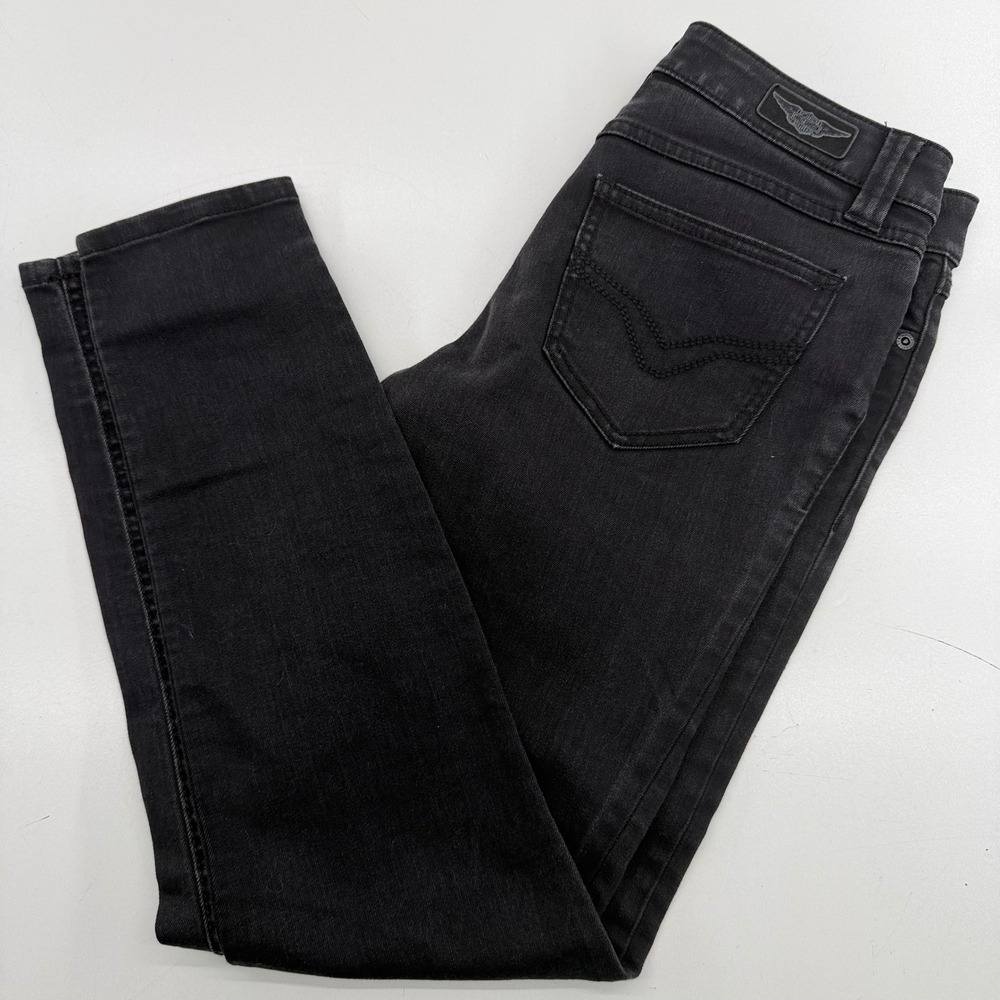 Harley-Davidson Womens Black Denim Skinny Jeans Size 8 Genuine MotorClothes